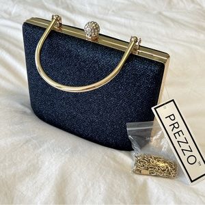 Midnight blue sparkly evening clutch PREZZO
